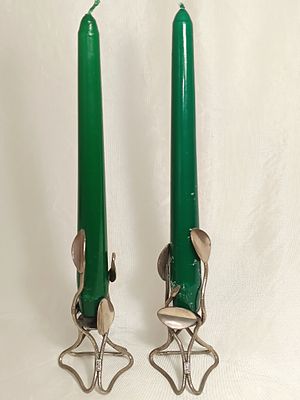 Pair of single-candle silver candlesticks "Rocha Carv&atilde;o", 122g