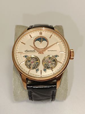 Rel&oacute;gio Ingersol autom&aacute;tico em plaqu&ecirc; com calend&aacute;rio e cron&oacute;grafo