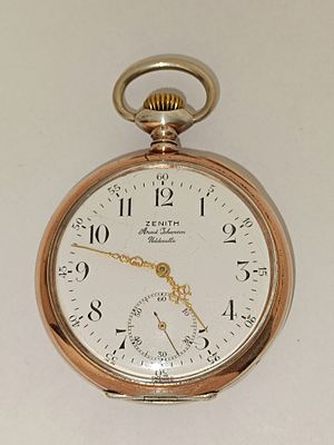 Rel&oacute;gio de bolso Zenith em prata e ouro