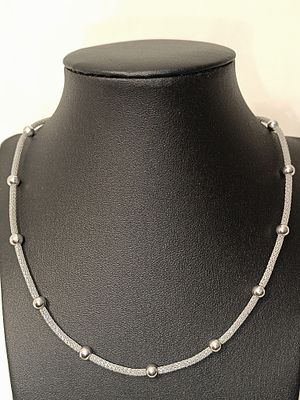 Fio em prata 925% estilo "rabo de rato" com bolas em prata, 9.3gr