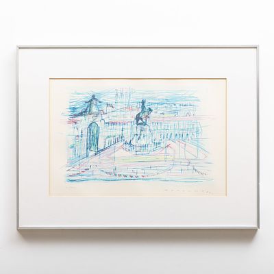 CARLOS BOTELHO (1899-1982) - SERIGRAFIA. "Terreiro do paço" Serigrafia colorida sobre papel