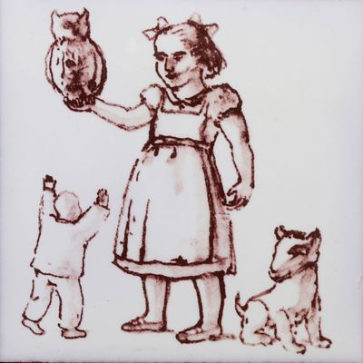 PAULA REGO (1935-2022) - AZULEJO. "Sem título" Em cerâmica vidrada decoração policromada