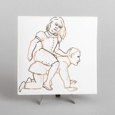 PAULA REGO (1935-2022) - AZULEJO. "Sem título" Em cerâmica vidrada decoração policromada