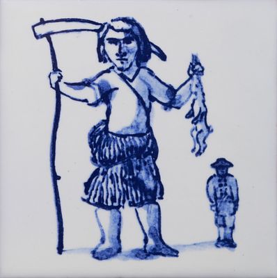 PAULA REGO (1935-2022) - AZULEJO. "Sem título" Em cerâmica vidrada decoração policromada