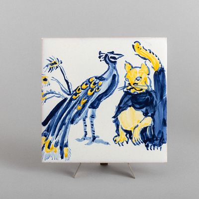 PAULA REGO (1935-2022) - AZULEJO. "Sem título" Em cerâmica vidrada decoração policromada