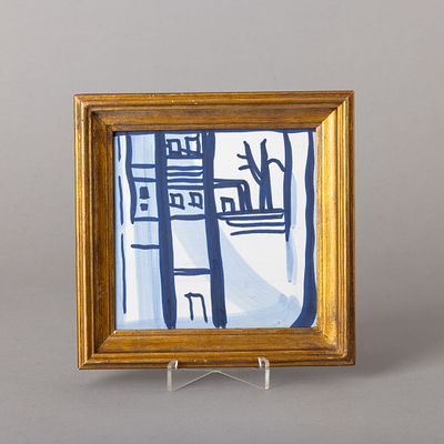 MARIA HELENA VIEIRA DA SILVA (1908-1992) - AZULEJO. "Sem título" Em cerâmica vidrada decoração