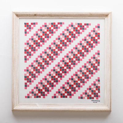 S&Oacute;NIA DELAUNAY (1885-1979). "Pink square" Lenço em seda serigrafado, assinado e numerado 