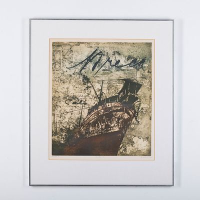 BARTOLOMEU CID DOS SANTOS (1931-2008). "Wreck-I" Gravura sobre papel (1/2), assinada e datada 