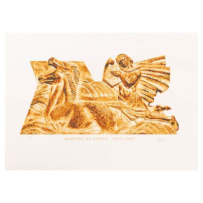MARTINS DA COSTA (1921-2005). "Sem t&iacute;tulo"Impress&atilde;o colorida sobre papel (P.I.), assinada e 