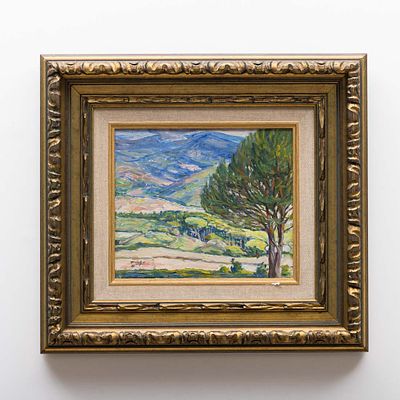 "SERRA DA ESTRELA". &Oacute;leo sobre platex, assinado Pinho e datado 1987.Dim.: 22x26 cm.