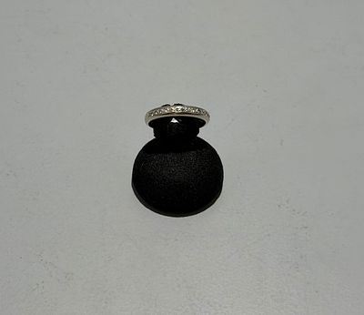 Anel de mem&oacute;ria em ouro branco cravejado com diamantes. Anel de mem&oacute;ria, em ouro branco 