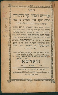 פירוש הטור על התורה 
פירוש הטור על התורה - 