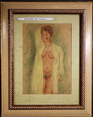 Вильямс П.В. - "Девушка в халате". Картон, пастель. Размер картона - 30,5 х 21,5 см. 1936 (7) год. 