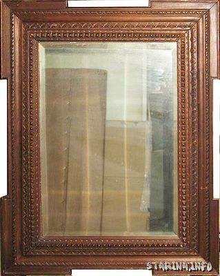 Зеркало в стиле "историзм". Настенно-настольное. Береза, резьба, тонирование. "Родное" стекло с 