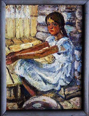 Голубев В.В. - "Таня". Картон, масло. Размер работы - 40 х 30 см. 1960 год. 
Голубев Василий 