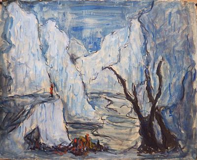 Долинина А.А. - ДВУХСТОРОННИЙ лист. Эскизы театральных декораций. 
1). "Зимний лес"
2). "В комнатах". 