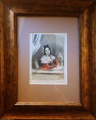 Рудаков К.И. "Женский портрет" . Иллюстрация. Цветная литография. Изображение - 17,5 х 12,5 см 