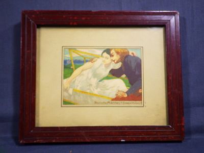 Н Х - "Романтическая сцена". Литография в раме. Размер изображения "в свету" - 8,5 х 11,5 см. 