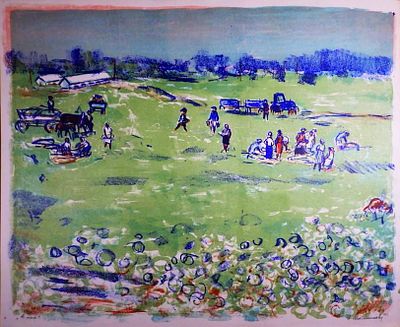 БОЛЬШОЙ ФОРМАТ Масленникова И.Н. - "В поле". Цветная литография. Лист из серии работ "Уборка 