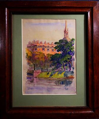 Лопухин А.Ф. "Ленинград. Михайловский замок" . Бумага, акварель. Размер листа - 29,5 х 20,5 см. 