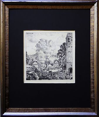 Кустодиев Б.М. - "Ярмарка на соборной площади". Литография. Размер изображения - 21 х 21 см. 