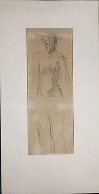 ХУДОЖНИК-АВАНГАРДИСТ Ротенберг Е.Л. - "Обнаженная". Бумага, карандаш. Размер листа - 38 х 21 см. 