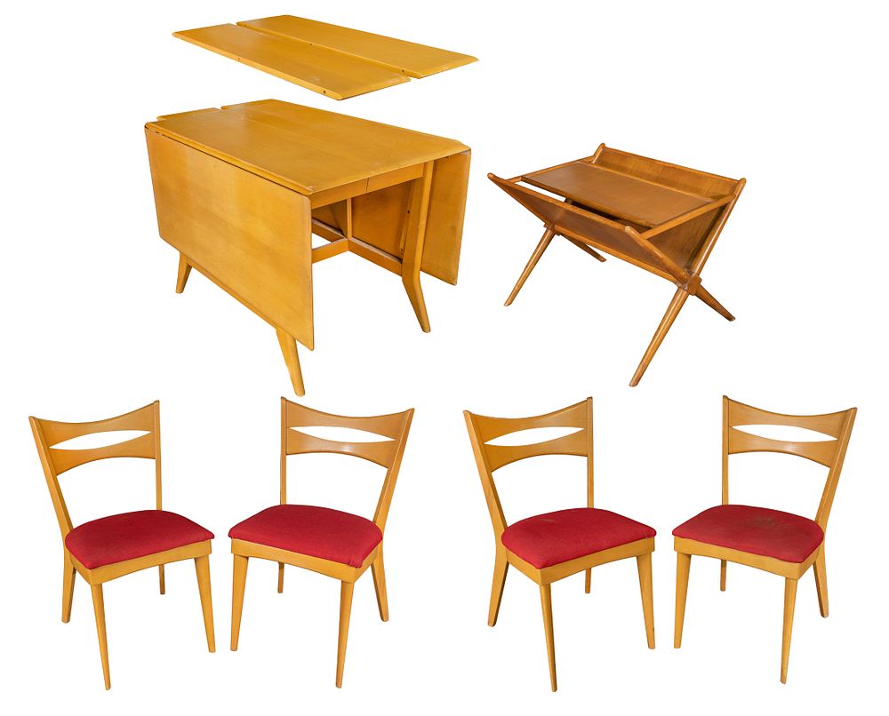 Lot 157: Widdicomb Magazine Rack and Heywood Wakefield Dining Set