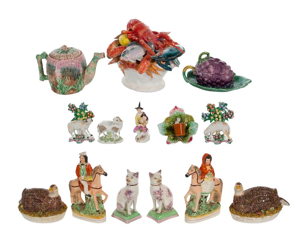 Lot 249: Majolica, Porcelain and Figurine Assortment