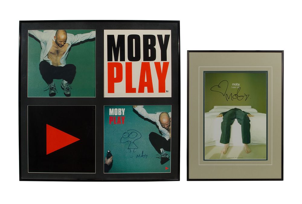Lot 286: Moby 'Hotel Tour' and 'Play' Framed Autographed Posters