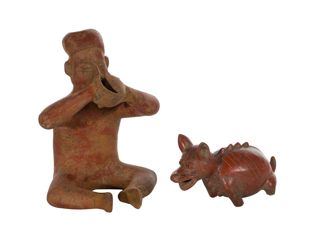 Lot 182: Pre-Columbian Colima Style Pottery Figure and Dog