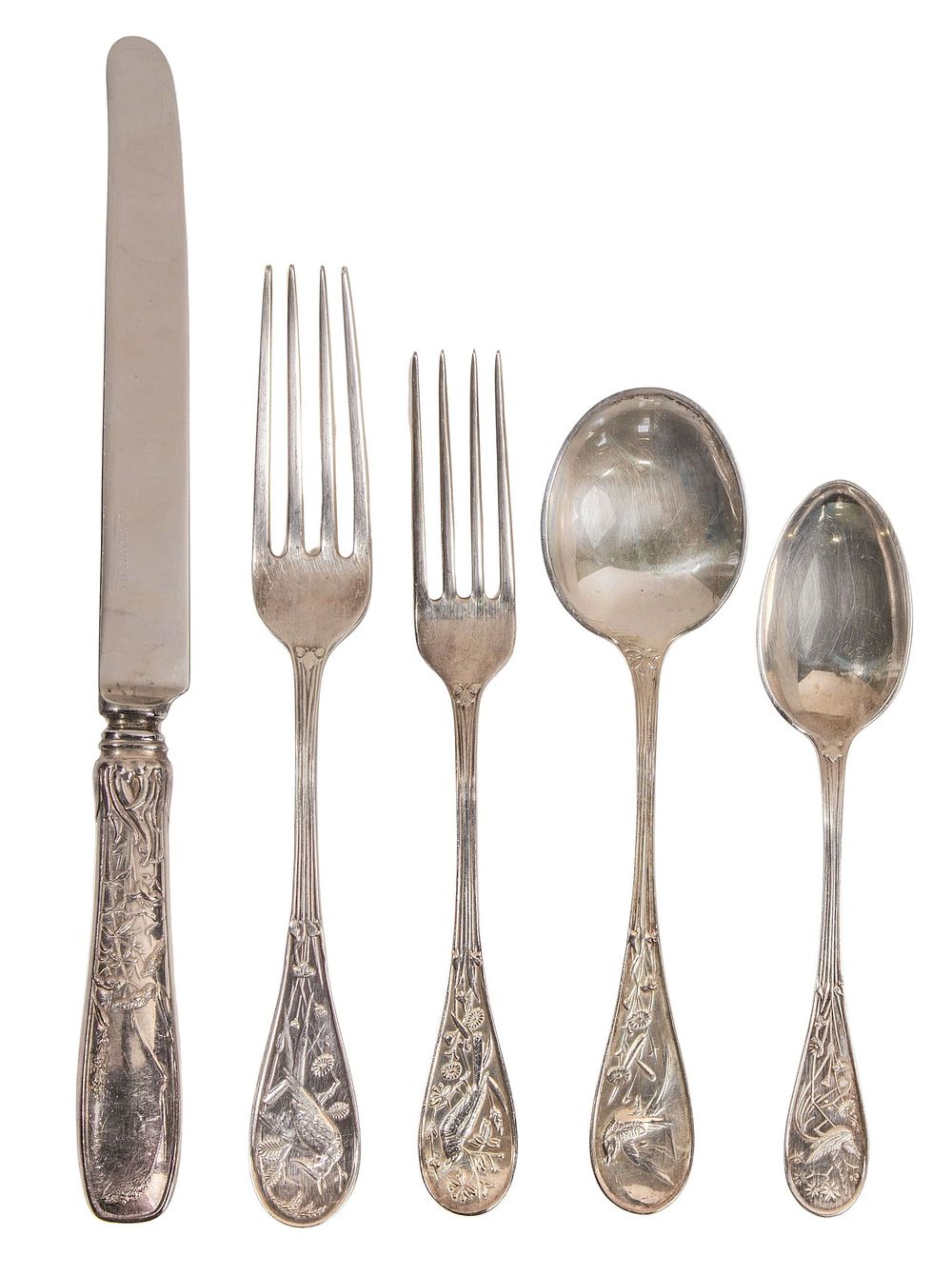 Lot 200: Tiffany & Co Audubon Sterling Silver Flatware Service