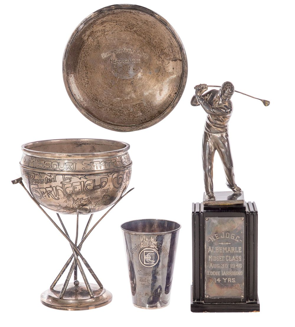 Lot 211: Sterling Silver and Silverplate Golf Trophy Assortment