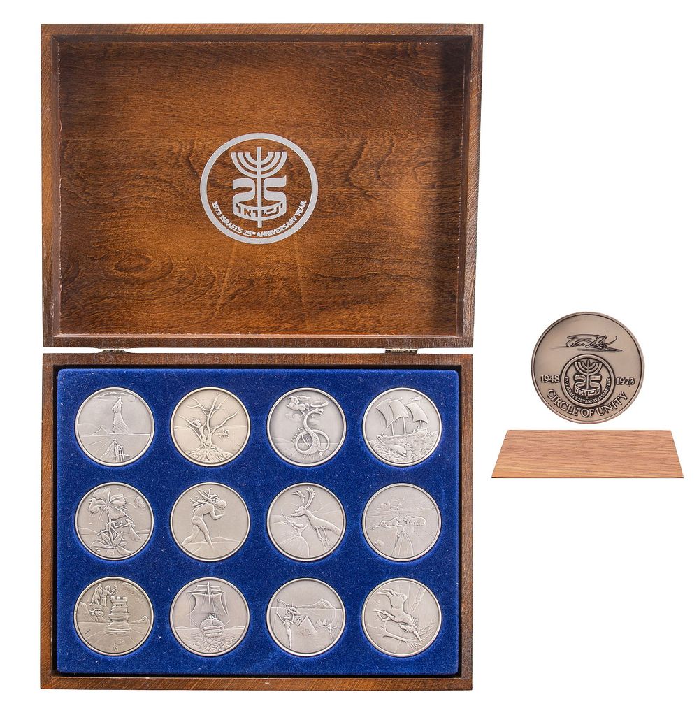 Lot 218: Salvador Dali Anniversary of Israel Fine Silver Medallion Set