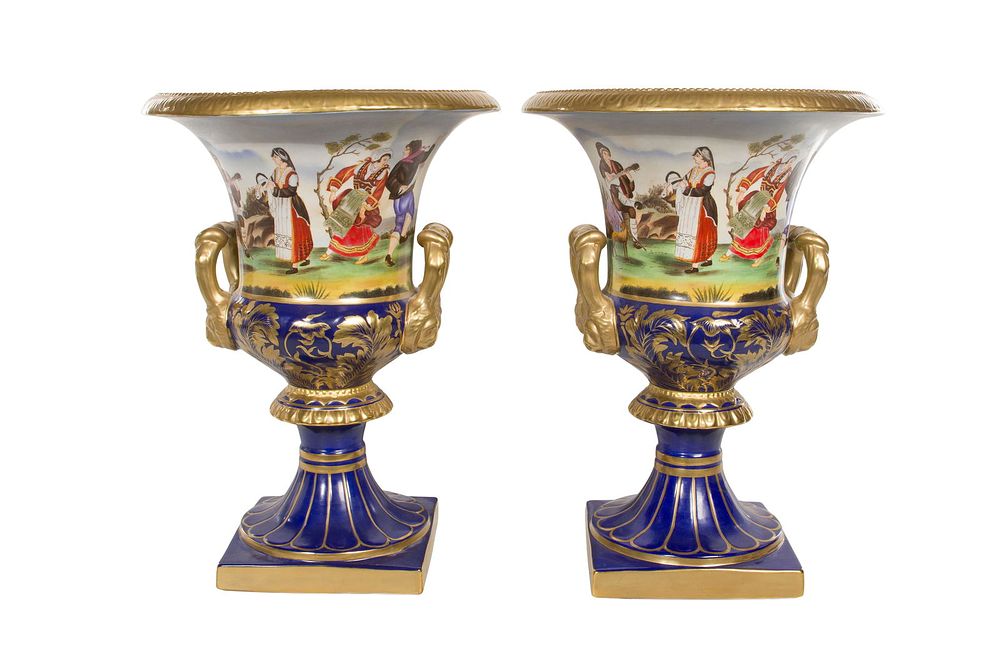 Lot 245: Limoges Style Porcelain Urns