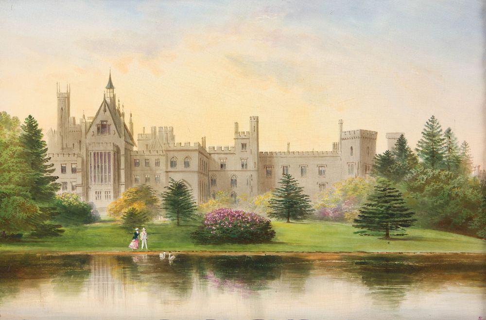 Lot 252: Minton 'Alton Towers' Pictorial Pottery Plaque