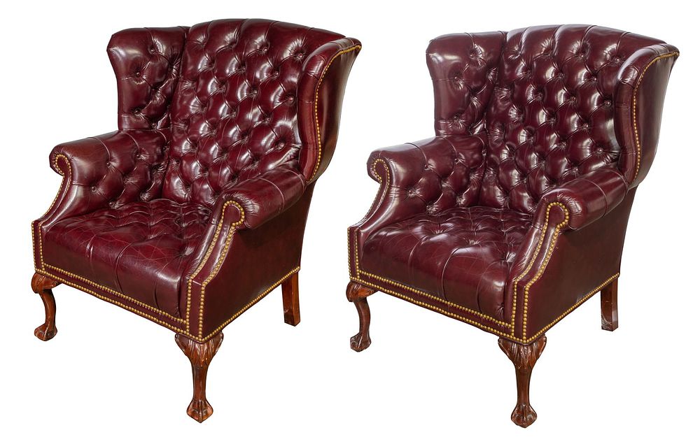 Lot 258: Tufted Leather Armchairs