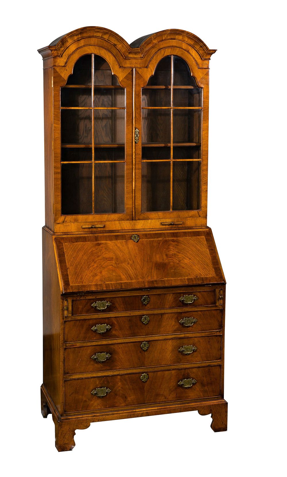 Lot 266: English Walnut Double Dome Secretary Desk