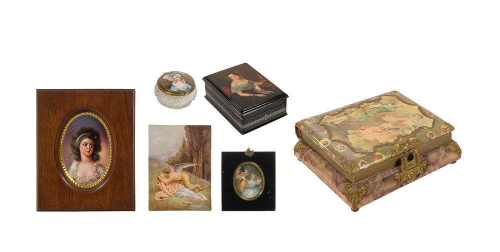Lot 282: Porcelain Portrait and Object Assortment