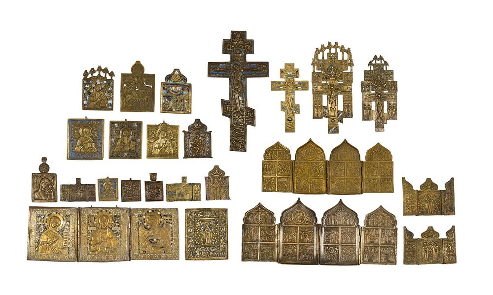 Lot 320: 19th Century Russian Brass Icon Assortment