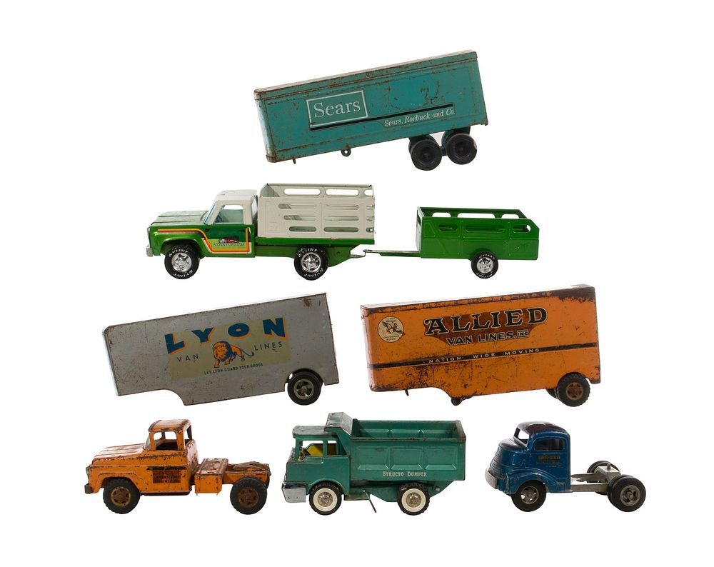 Lot 331: Metal Toy Truck and Trailer Assortment
