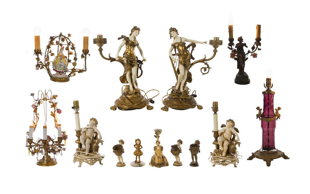 Lot 179: Decorative Metal Lamp and Sculpture Assortment