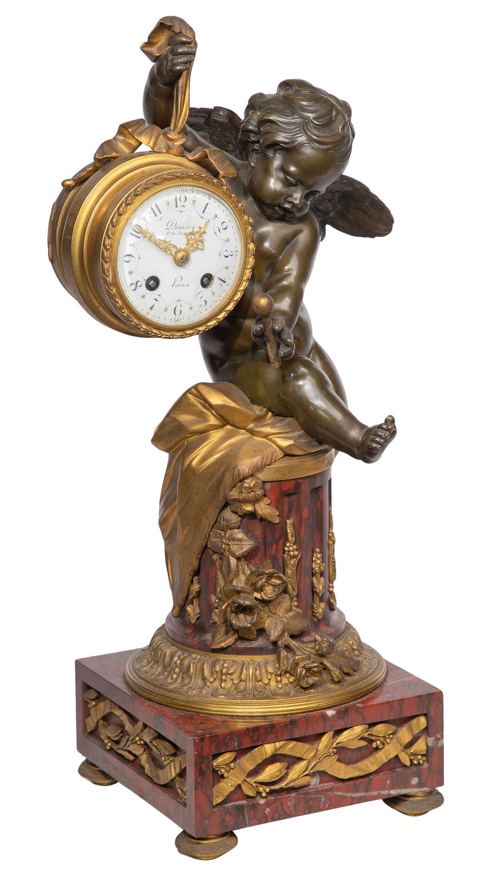 Lot 188: Deniere Louis XVI Style Parcel Gilt Bronze Clock