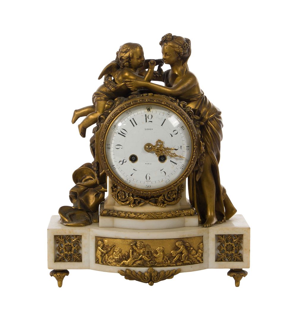 Lot 189: Leroy Bronze Mantle Clock