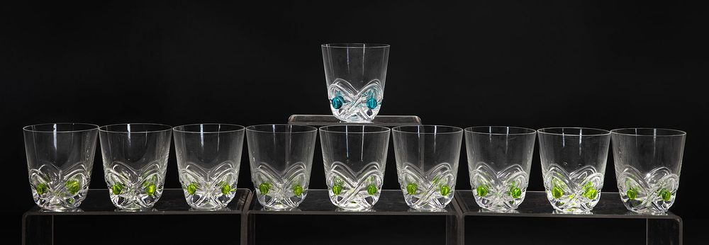 Lot 208: Lalique Crystal Florida Double Old Fashioned Glasses