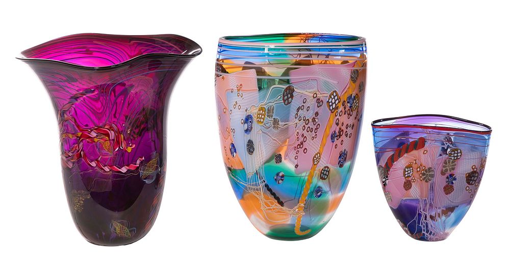 Lot 216: Wes Hunting (American, b.1958) Art Glass Vases
