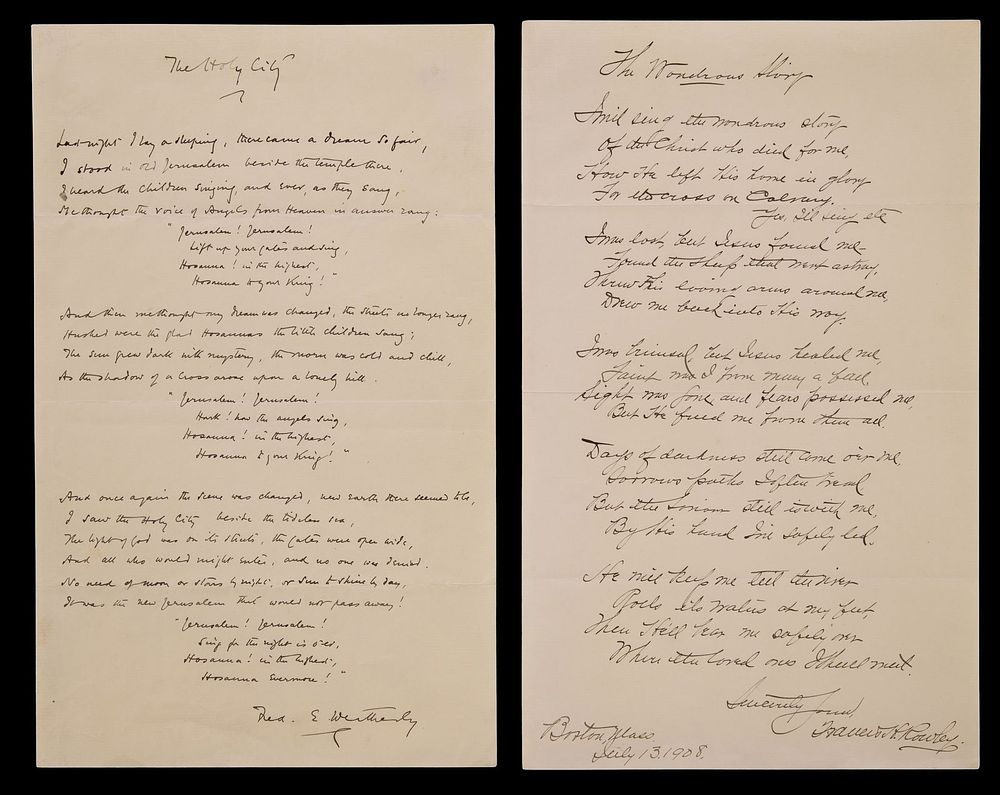 Lot 254: Francis H. Rowley and Federick E. Weatherly Signed Manuscripts