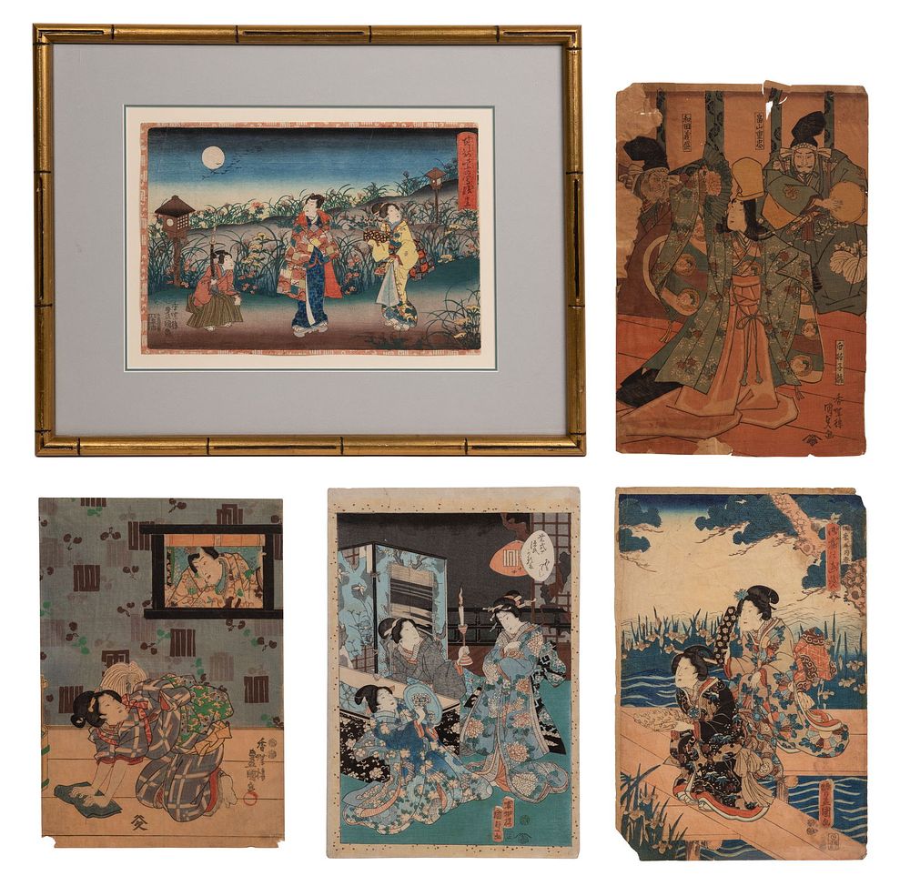 Lot 265: Kunisada (Japanese,1786-1865) Woodblock Print Assortment