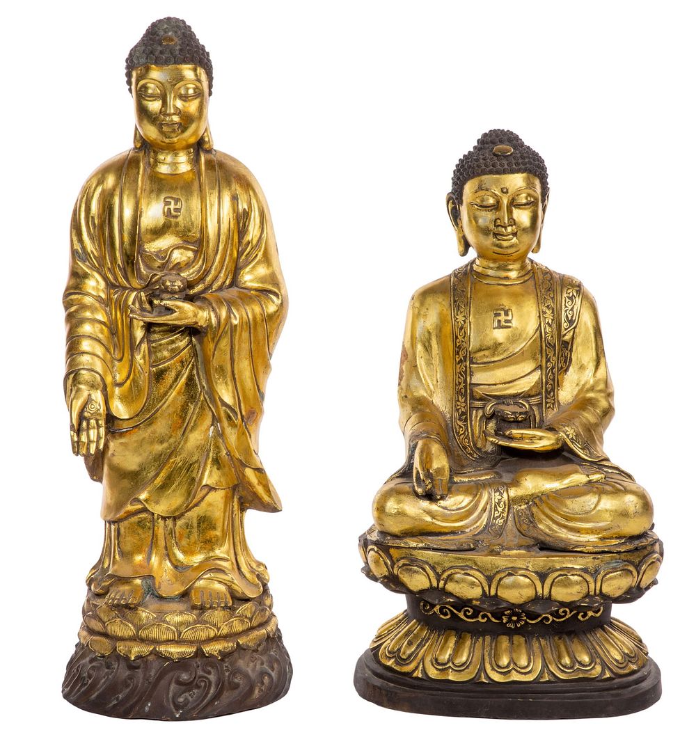 Lot 266: Chinese Gilt Metal Buddhas