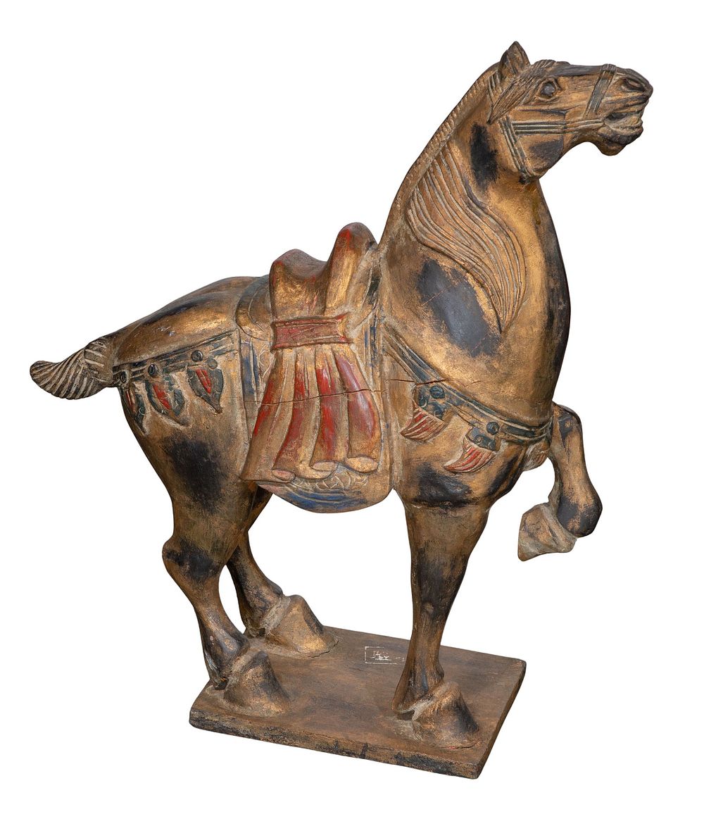 Lot 274: Chinese Painted Wood Horse