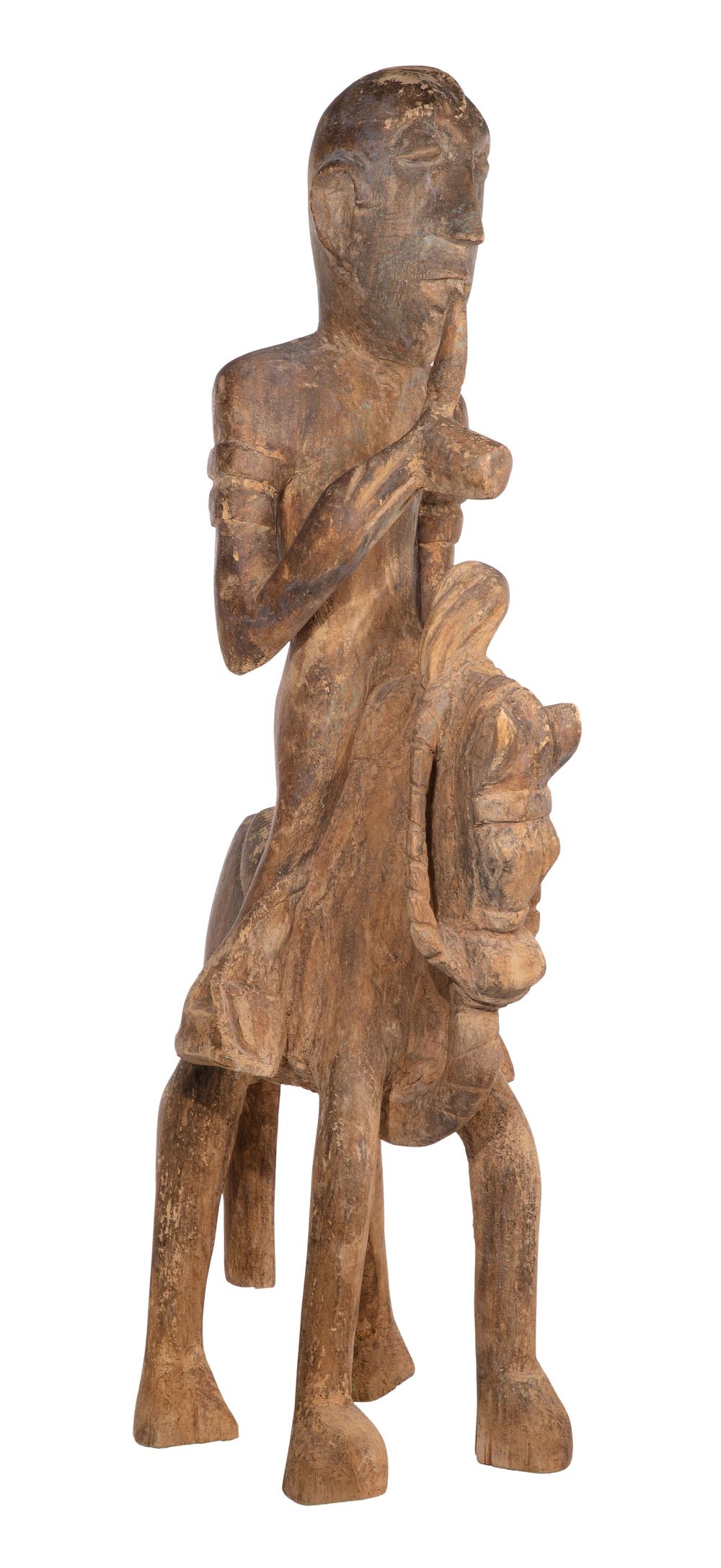 Lot 290: West African Dogon Carved Wood Horse and Rider Statue